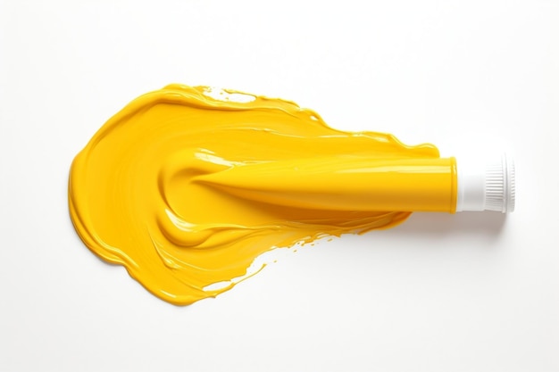 Nouveau tube de peinture à l'huile jaune sur fond blanc génératif Ai