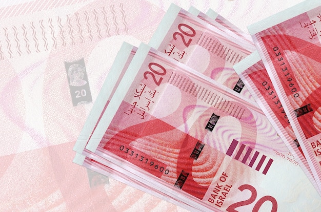 Nouveaux shekels israéliens factures sur fond blanc