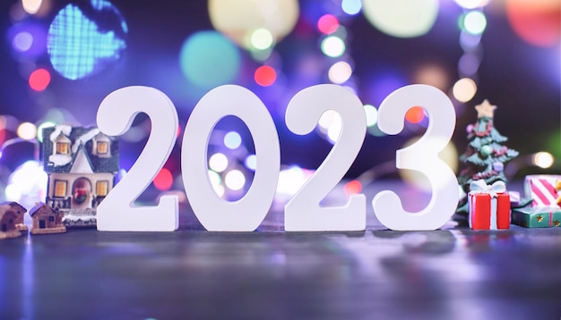 Nouvel An 2023 Lumières floues en arrière-plan