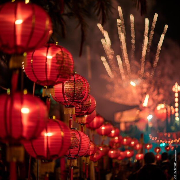 Photo le nouvel an chinois lanternes rouges chinoises