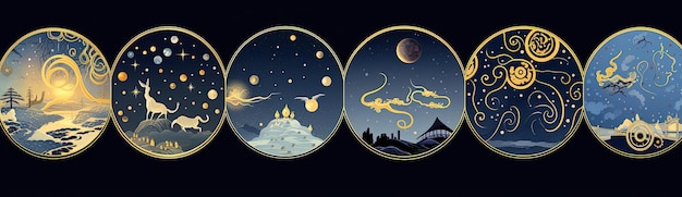 Photo nouvel an du zodiaque chinois dans le style de l'indigo et de l'or