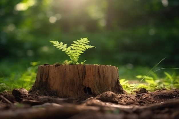 Nouvel arbre sur une vieille souche Générer Ai