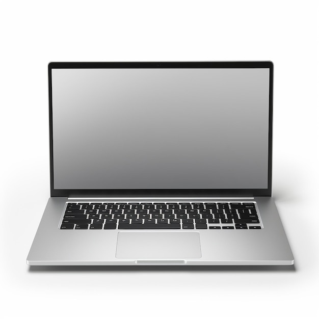 nouvel ordinateur portable moderne hors écran sur fond blanc