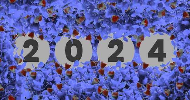 Photo la nouvelle année 2024 avec des fleurs