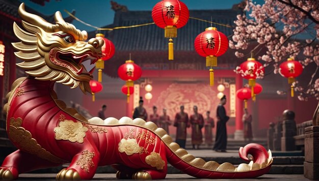 Photo nouvelle année chinoise l'année du dragon copie de l'espace pour le texte fond chinois papier peint de la nouvelle année