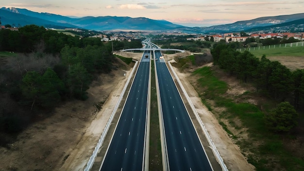 Photo nouvelle autoroute récemment construite dans le district de brcko en bosnie-herzégovine