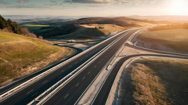 Photo nouvelle autoroute récemment construite dans le district de brcko en bosnie-herzégovine