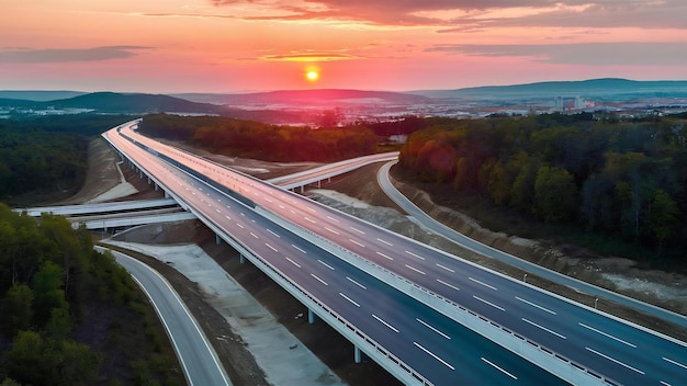 Photo nouvelle autoroute récemment construite dans le district de brcko en bosnie-herzégovine