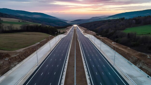 Photo nouvelle autoroute récemment construite dans le district de brcko en bosnie-herzégovine