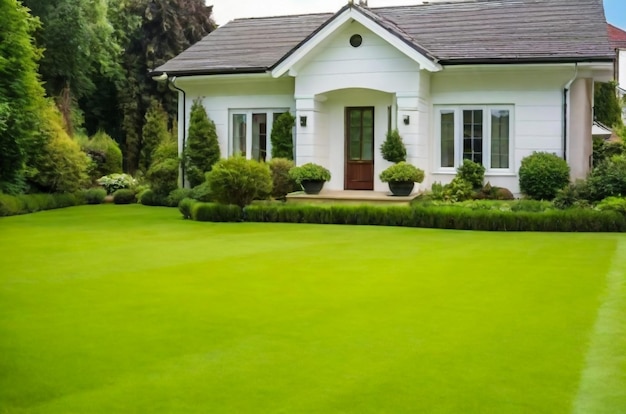 Une nouvelle maison avec un jardin dans une zone rurale