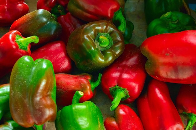 Une nouvelle récolte de légumes naturels Gros plan de poivrons mûrs