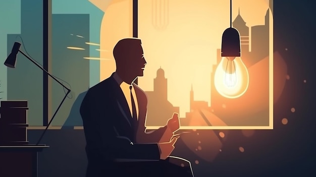 Nouvelle startup lancement idées d'entreprise créativité Développement d'entreprise homme d'affaires intelligent entrepreneur lançant une idée d'ampoule