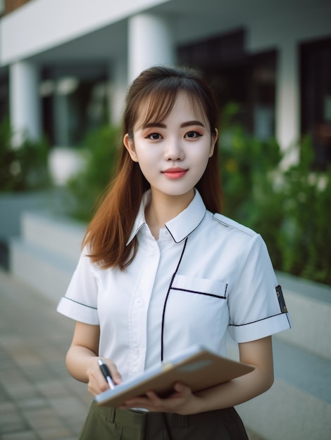 La nouvelle version coréenne de l'uniforme d'étudiante chemise à manches courtes