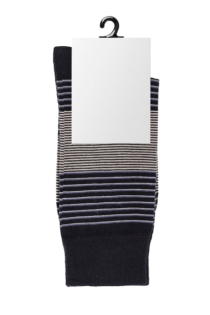 Nouvelles Chaussettes De Couleur Foncée Sur Fond Blanc Avec Une étiquette Propre Pour Votre Design. Objet Isolé