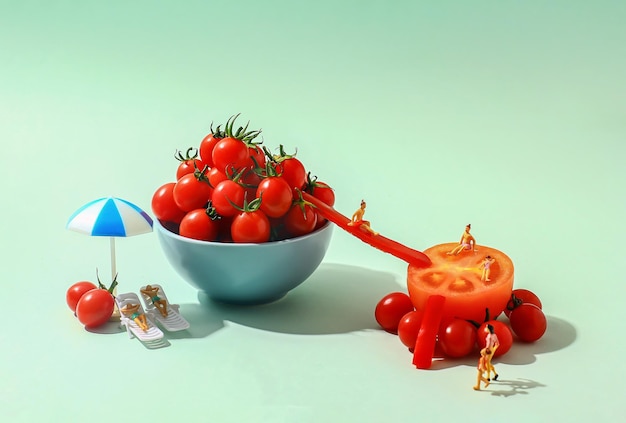 De nouvelles images de tomates cerises, de petites tomates et de tomates fraîches