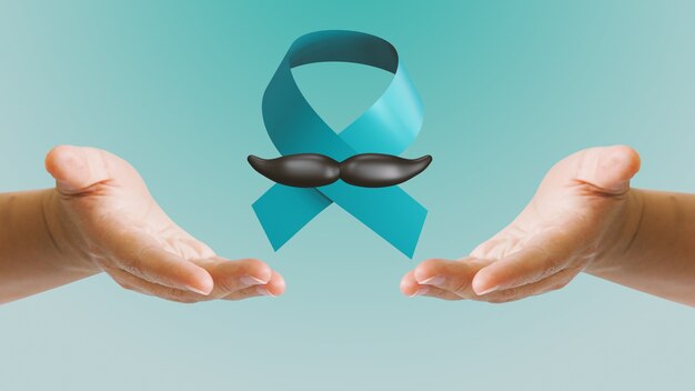 Photo novembre mois de sensibilisation au cancer de la prostate avec ruban bleu