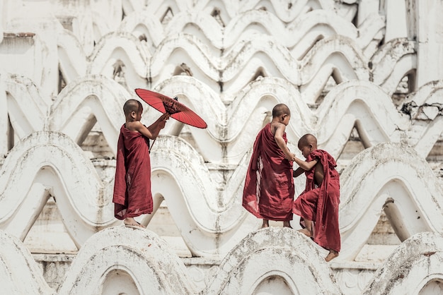 Novice bouddhiste dans un temple, Myanmar