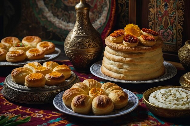 Novruz Delight Pâtisserie Qogal sur une assiette blanche Vue supérieure