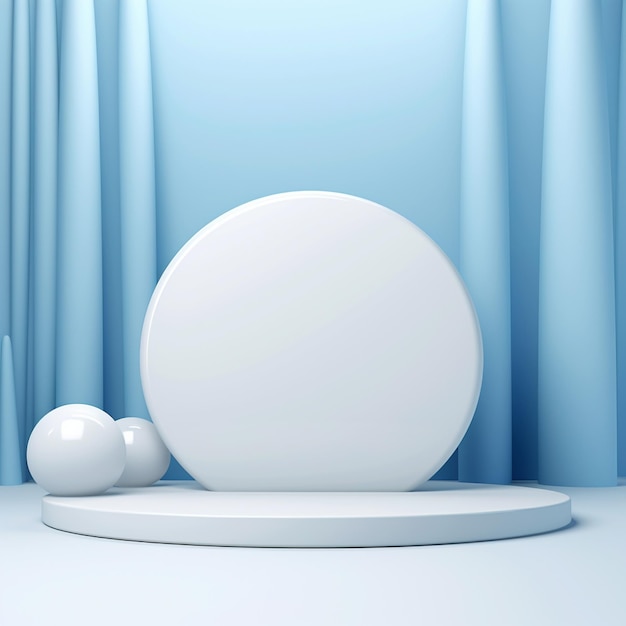 Nuage 3d de fond bleu doux blanc de podium dans le style de rendu 3D d'abstraction circulaire