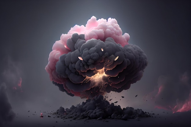 Nuage 3d de fumée noire de l'explosion AI générative