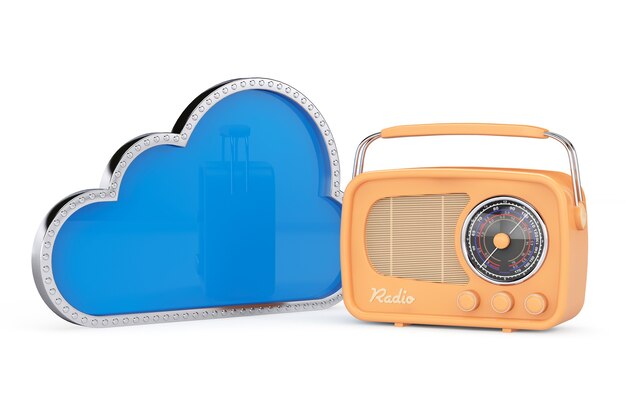 Nuage 3D avec Radio Vintage sur fond blanc