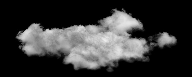 Nuage blanc isolé sur fond noir Effet de brosse à fumée texturé