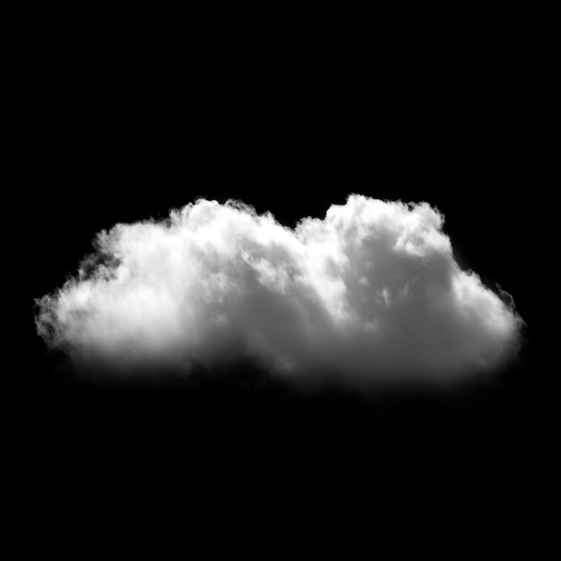 Nuage blanc isolé sur fond noir