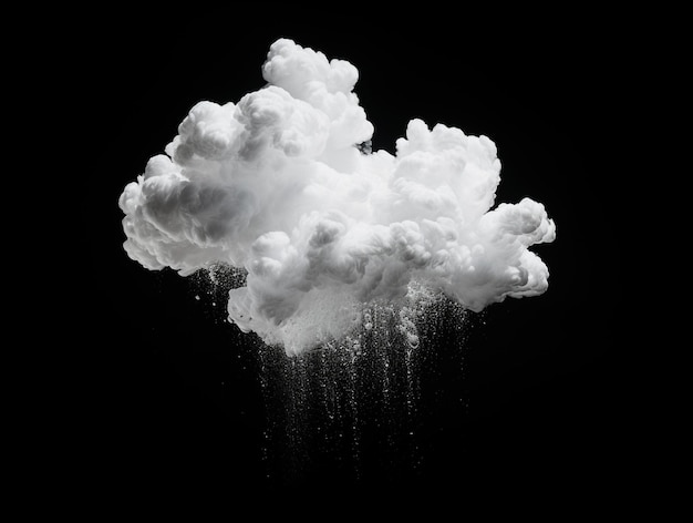 nuage blanc propre sur fond noir IA générative