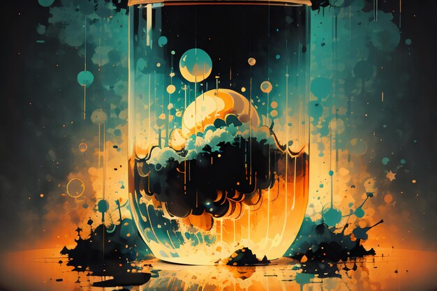 Nuage de bulle bouillante dans une bouteille de verre image abstraite papier peint illustration de fond