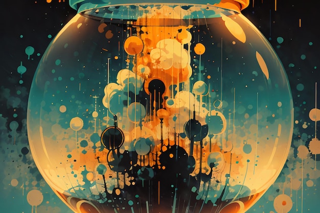 Nuage de bulle bouillante dans une bouteille de verre image abstraite papier peint illustration de fond