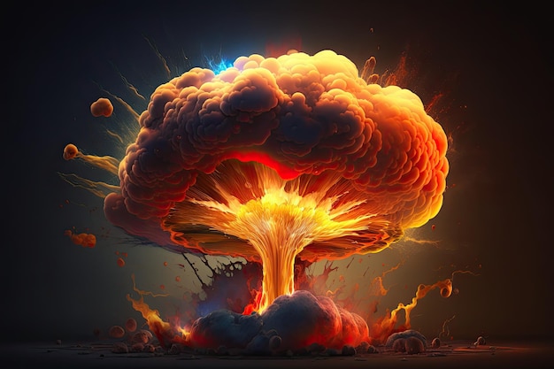 Nuage de champignon d'explosion nucléaire de l'explosion d'une bombe atomique brûlant dans un endroit vide de l'énergie nucléaire Armageddon concept Generative Ai