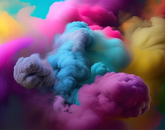Un nuage de fumée coloré avec le mot fumée dessus