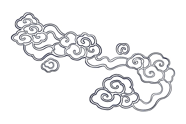 Nuage de fumée oriental autocollant png illustration traditionnelle japonaise fond transparent