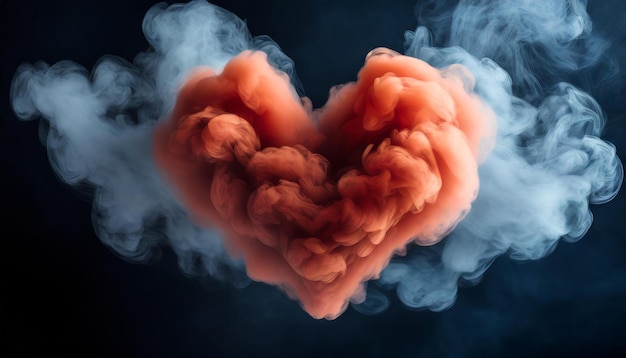 Un nuage de fumée rouge en forme de cœur dans l'air L'amour La Saint-Valentin est romantique