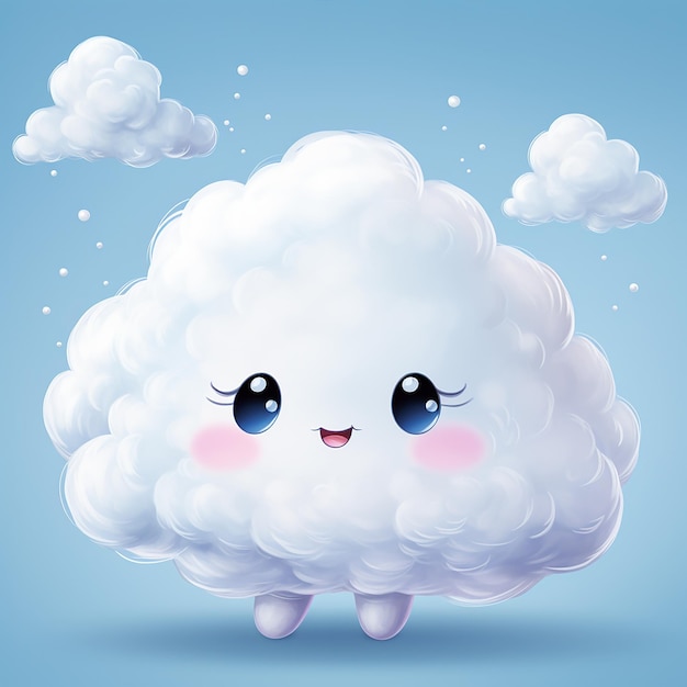 Le nuage moelleux et mignon avec le visage souriant Illustration capricieuse