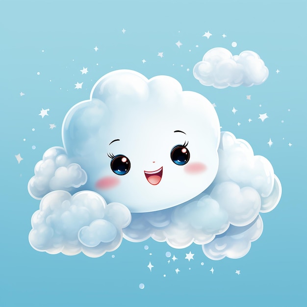 Le nuage moelleux et mignon avec le visage souriant Illustration capricieuse