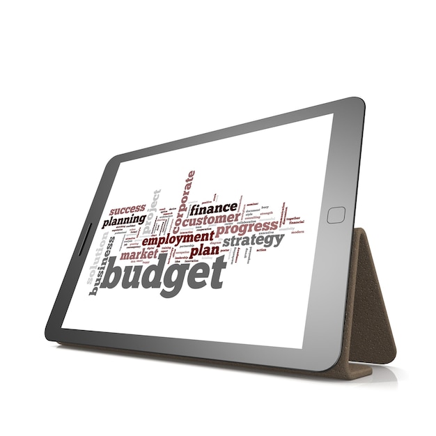 Nuage de mot budget sur tablette