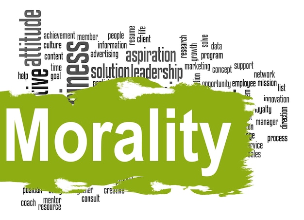 Nuage de mot moralité avec bannière verte