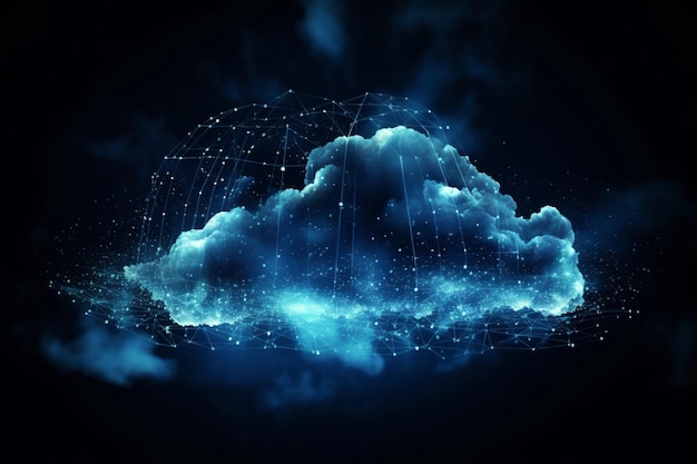 Un nuage numérique sur fond bleu tech