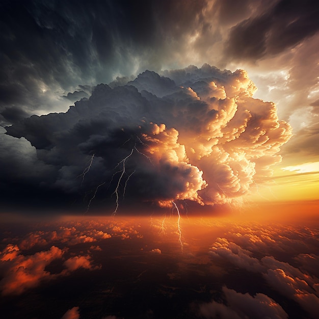 Un nuage d'orage est affiché au-dessus des nuages.