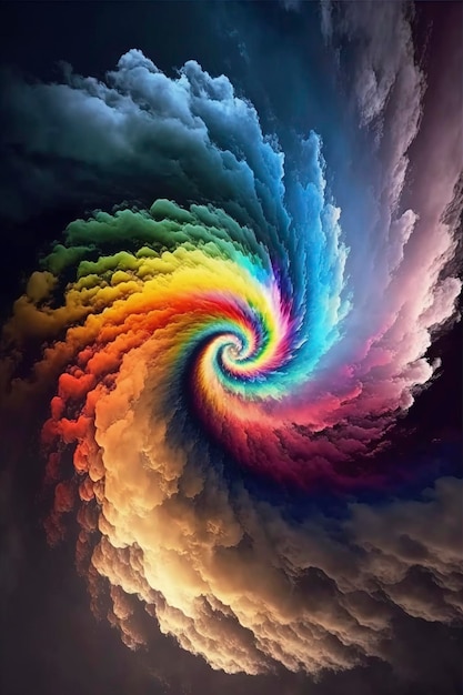 nuage d'orage en spirale arc-en-ciel coloré