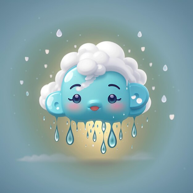 nuage pleurant avec la pluie dessin animé icône vectorielle illustration objet nature icône concept isolé