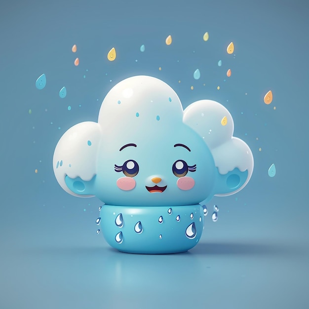 nuage pleurant avec la pluie dessin animé icône vectorielle illustration objet nature icône concept isolé