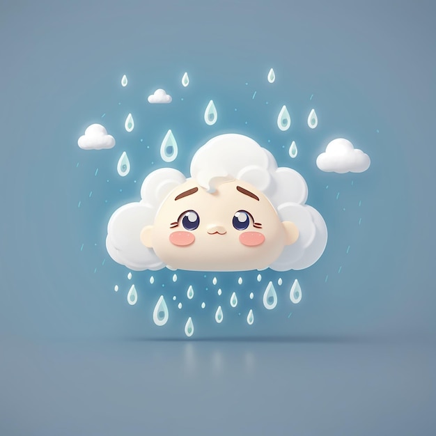 nuage pleurant avec la pluie dessin animé icône vectorielle illustration objet nature icône concept isolé