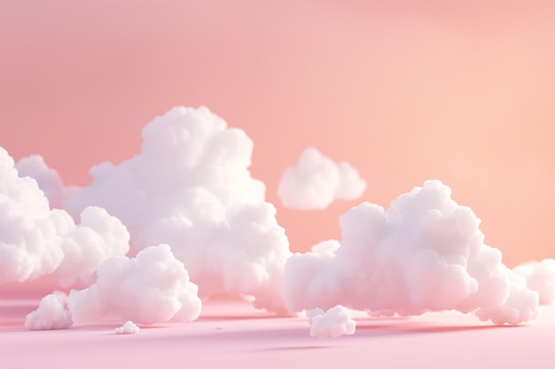 un nuage qui est rose et a le mot nuage sur lui3d nuage moelleux modèle de dessin animé nuages 3D re