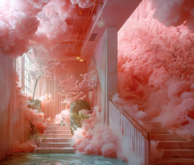 Photo un nuage rose qui est en rose