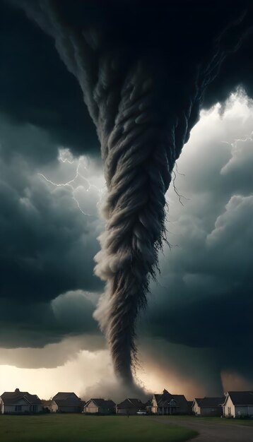 Photo un nuage de tempête est vu au-dessus d'un champ