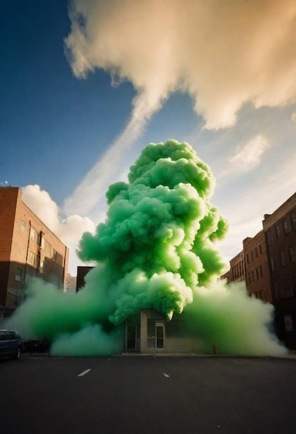 un nuage vert sur lequel est écrit le mot " fumée "