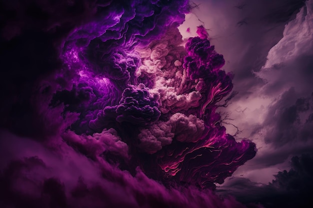 Un nuage violet et noir est dans le ciel AI générative