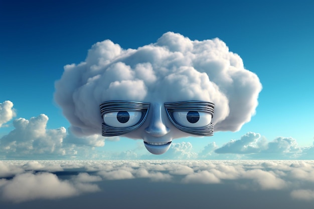 Photo un nuage avec un visage de robot